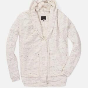 Aritzia Wilfred Roussea Zip Up Cardigan Sweater Cream and Gray Shawl Collar